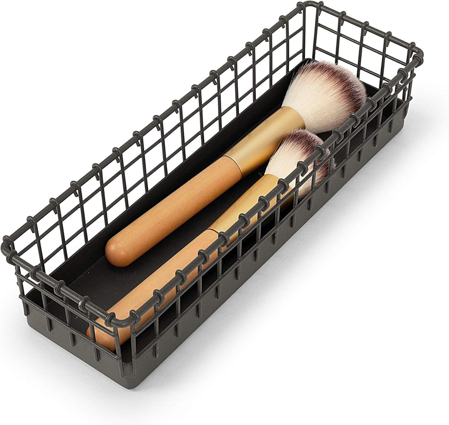 Spectrum Diversified Vintage Living Drawer 3” x 9” rearrangeable Steel Organization Basket for Kitchen Utensils or Office Supplies, Complete with Non-Slip Foam pad, 3" x 9", Industrial Gray