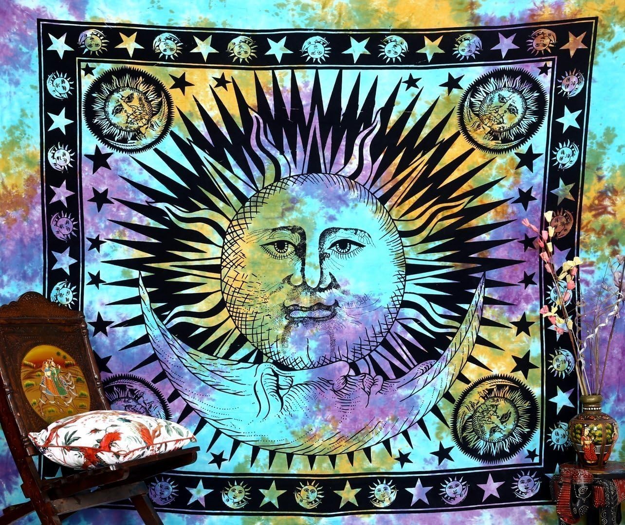 Sun Moon Tapestries Hippie Tapestry Wall Hanging Bohemian Psychedelic
