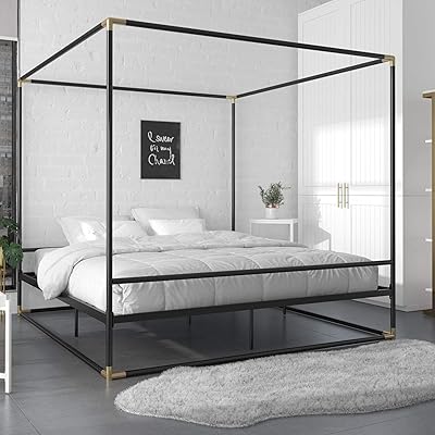 Buy Cosmoliving By Cosmopolitan Cosmoliving Celeste Canopy Metal King Size Frame Black Gold Bed Online In Italy B0815r8m5m