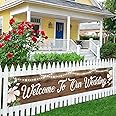 Welcome to Our Wedding Large Banner, Welcome to Our Beginning Banner Rustic Wedding Reception Decorations, Indoor Outdoor Backdrop 8.9 x 1.6 Feet