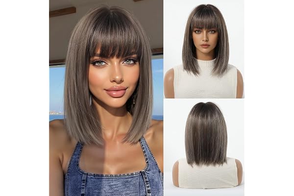 Esmee Short Straight Brown for Women Natural Synthetic Hair Ombre Wig for Daily & Party Use