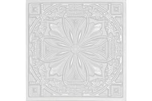 À LA MAISON CEILINGS A la Maison Ceilings R124 Lucas's Shield Foam Glue-up Ceiling Tile (21.6 sq. ft./Case), Pack of 8, Plain White