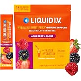 Liquid I.V. Hydration + Immune Electrolytes, Wild Berry Blend, 14 Count | Scientifically Formulated | Immune Defense | Vitamin C &amp; Zinc | No Artificial Sweeteners | Non-GMO | Powder Drink Mix