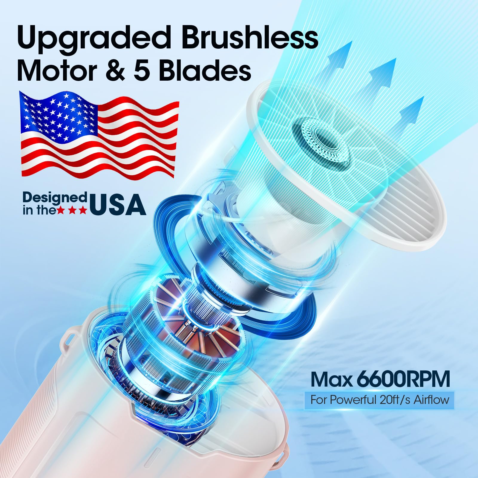 2025 AI Portable Fan Rechargeable, 4 Speeds 6600RPM Strong Airflow, Personal Waist Fan with up to 25H of Working Time, Hanging Neck/Wearable for Camping, Outdoor, Jobsite - Pink