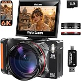 6K 96MP Flip Screen Digital Camera for Photography, WiFi, Dual Lens | 18X Zoom Point and Shoot Camera with 32GB Card &amp; Card Reader for YouTube, Travel, Vlogging &amp; Beginners (Black)