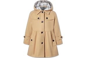 Betusline Girls' Dress Coat, Kids Hoodie Wool Blend Coats Fall Winter Outerwear Peacoat,2-14 Years