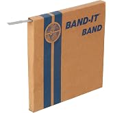 BAND-IT C20399 201 Stainless Steel Banding, 3/8 x .025 in, 100 ft Roll | 900 lb Average Breaking Strength, EASY SCALE Imprint, Non-Magnetic, Clip-Style Buckle Compatible, Standard Box