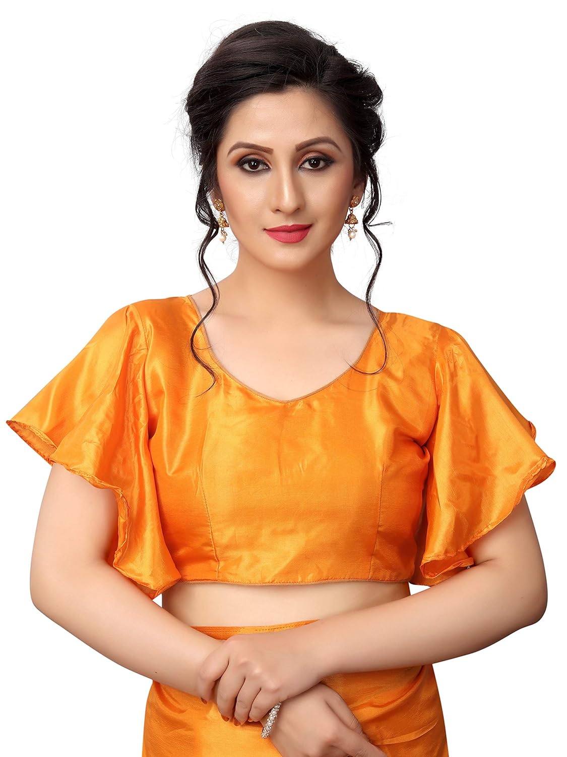 crazy women silk ruffle saree with blouse