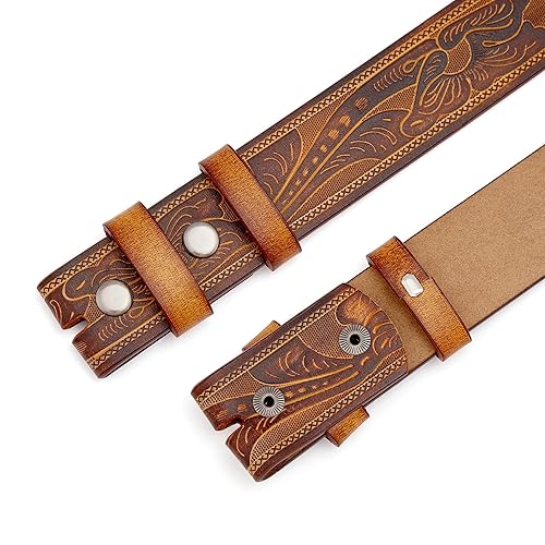 BISON DENIM Western Genuine Leather Belts for Men without Buckle Cowboy  Belt Belt for Jeans - Main Image