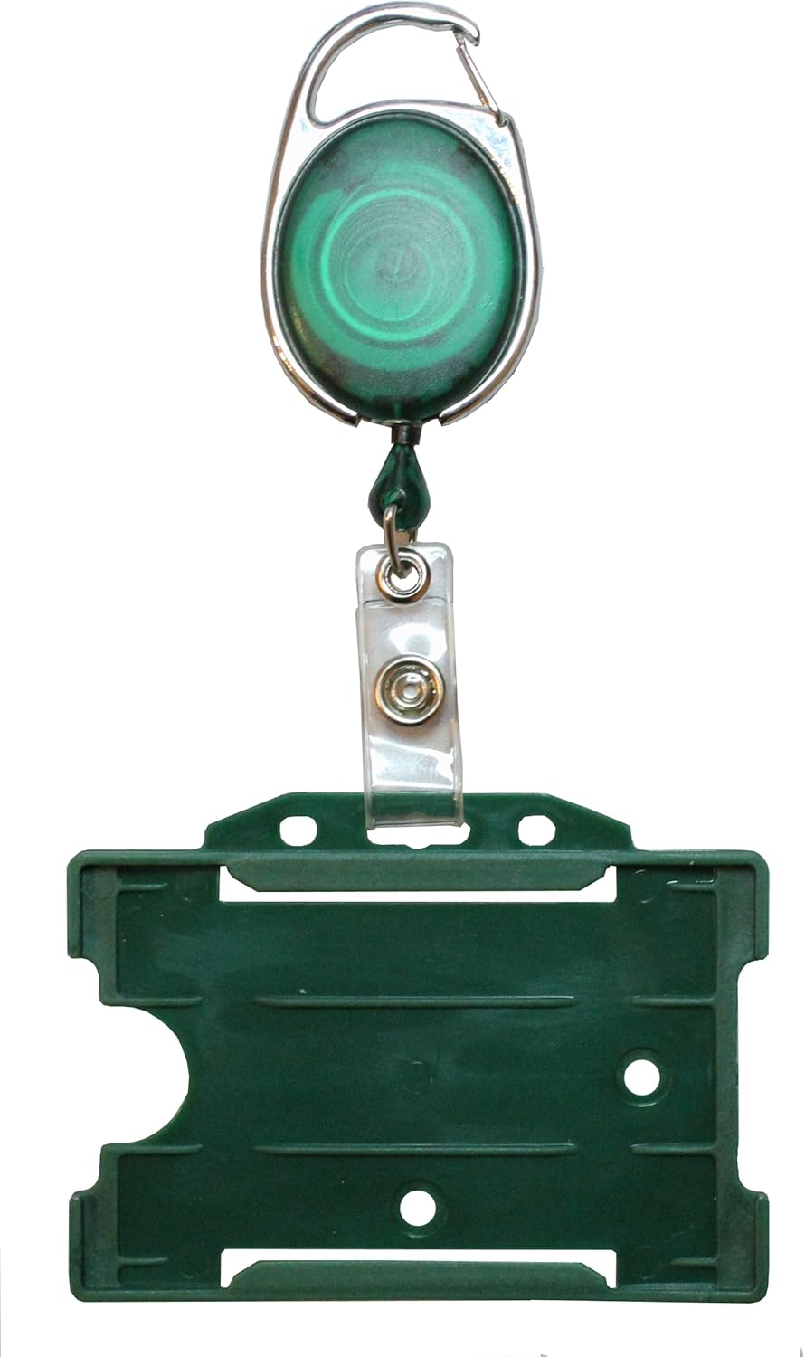 Customcard ltd Premier Yo Yo Badge Pull Reel With Matching Colour Open Faced ID Card Holder Green