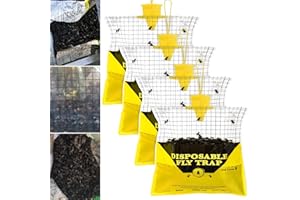 Glovv Fly Traps Outdoor Hanging with Fly Bait, 4 Pack Disposable Bags Hunter Ranch Trap, Flies Control Bug Catcher Killer Repellent for Stable Horse Barn & Farm