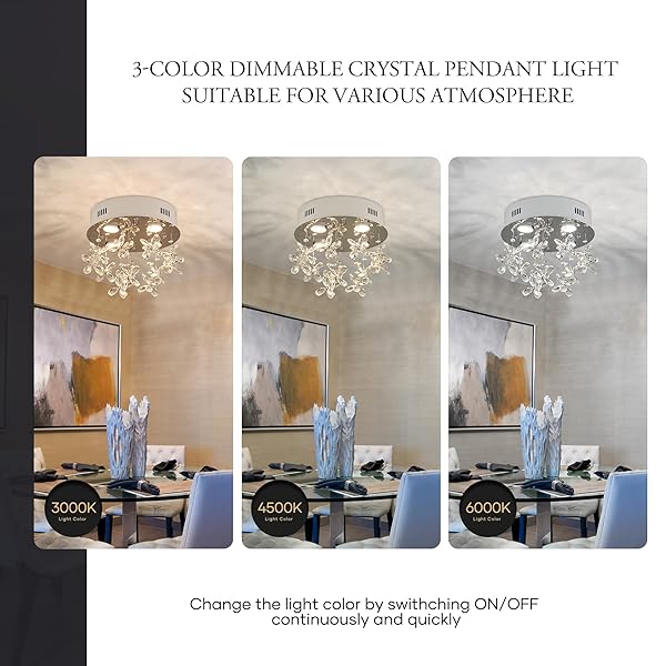 AOL FURIN 4-LIGHTS MODERN CHANDELIER K9 CRYSTAL LIGHTING FIXTURE,11.8 INCH ROUND SILVER STAINLESS STEEL FLUSH MOUNT CEILING LIGHTS FOR BEDROOM FOYER HALLWAY DINING ROOM,GU10 BULBS INCLUDE