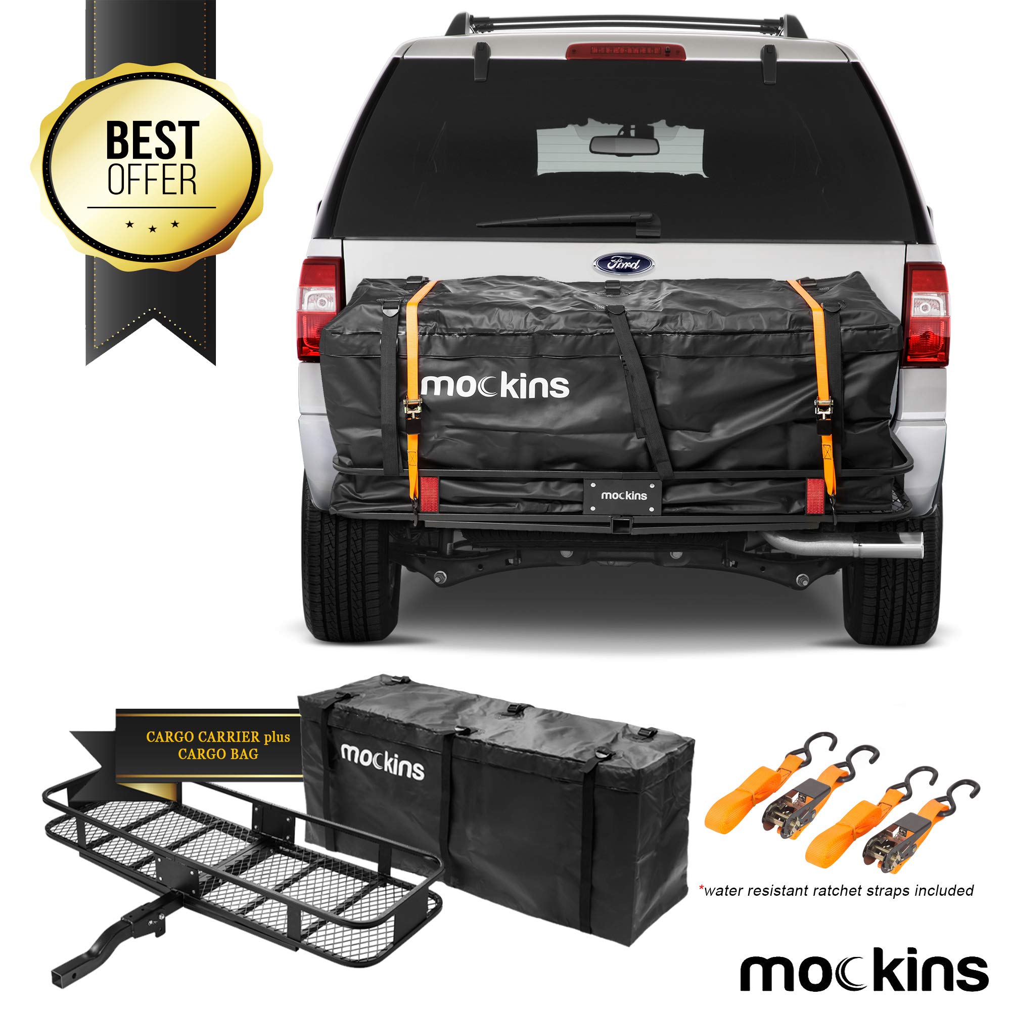 Mockins Hitch Mount Cargo Carrier The Steel Cargo Basket is 60” Long