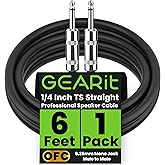 GEARit Professional Speaker Cable (6ft) 12AWG Pure Copper 1/4 inch to 1/4 inch TS Straight Male to Male for Amplifier, Speaker Cabinet, PA and DJ Audio