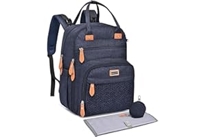 WV WELAVILA Diaper Bag Backpack, Unisex Baby Bags with Changing pad, Insulated Pockets & Pacifier Holder for Boys Girls, WELAVILA Large Multifunction Travel Back Pack for Mom & Dad, Navy Blue