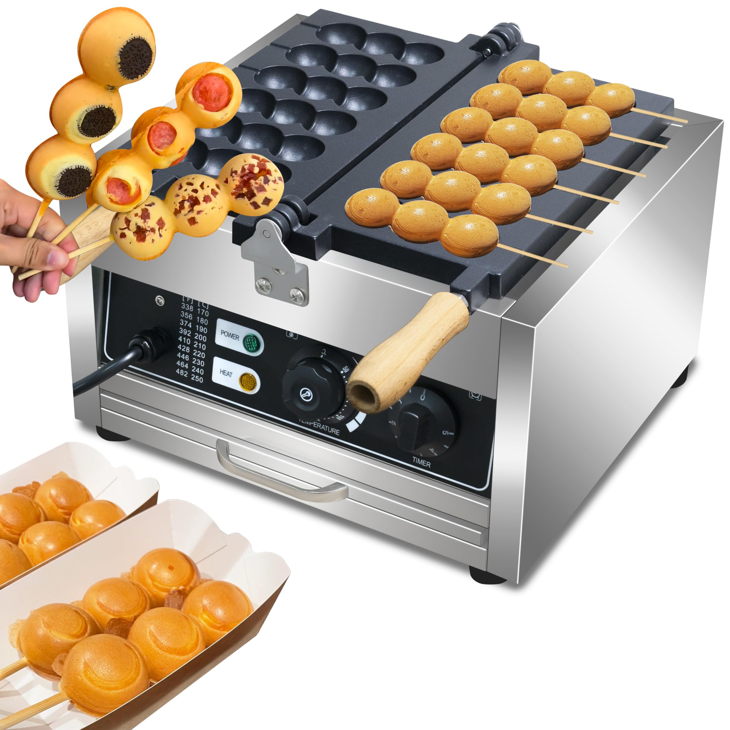 Photo 1 of ***FACTORY SEAL***
110V 1500WCommercial Electric Bubble Skewer Waffle Ball Machine 6-Grid Teflon Non Stick Pan Stainless Steel Belgium Waffle Ball Stick Maker