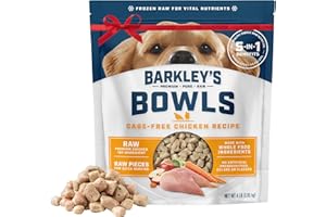 BARKLEY'S PREMIUM . PURE . RAW Barkley’s Bowls, Frozen Raw Chicken Dog Food, Fresh Whole Food Ingredients with Cage-Free Chicken, Grain Free, High Protein for Balanced Nutrition, Frozen Meals with Human Grade Ingredients, 4 lb Bag