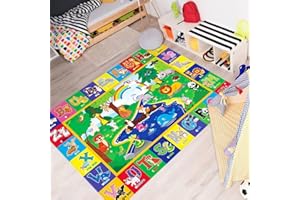 LTKOUGFAM Kids Play Rug, Animals Print Baby Mat for Floor, Kids Rug for Playroom, ABC Educational Rug, Non-Toxic Soft Baby Crawling Mat, Tummy Time Mat, Nursery Rugs (Green, 47.2X31.5 INCH)