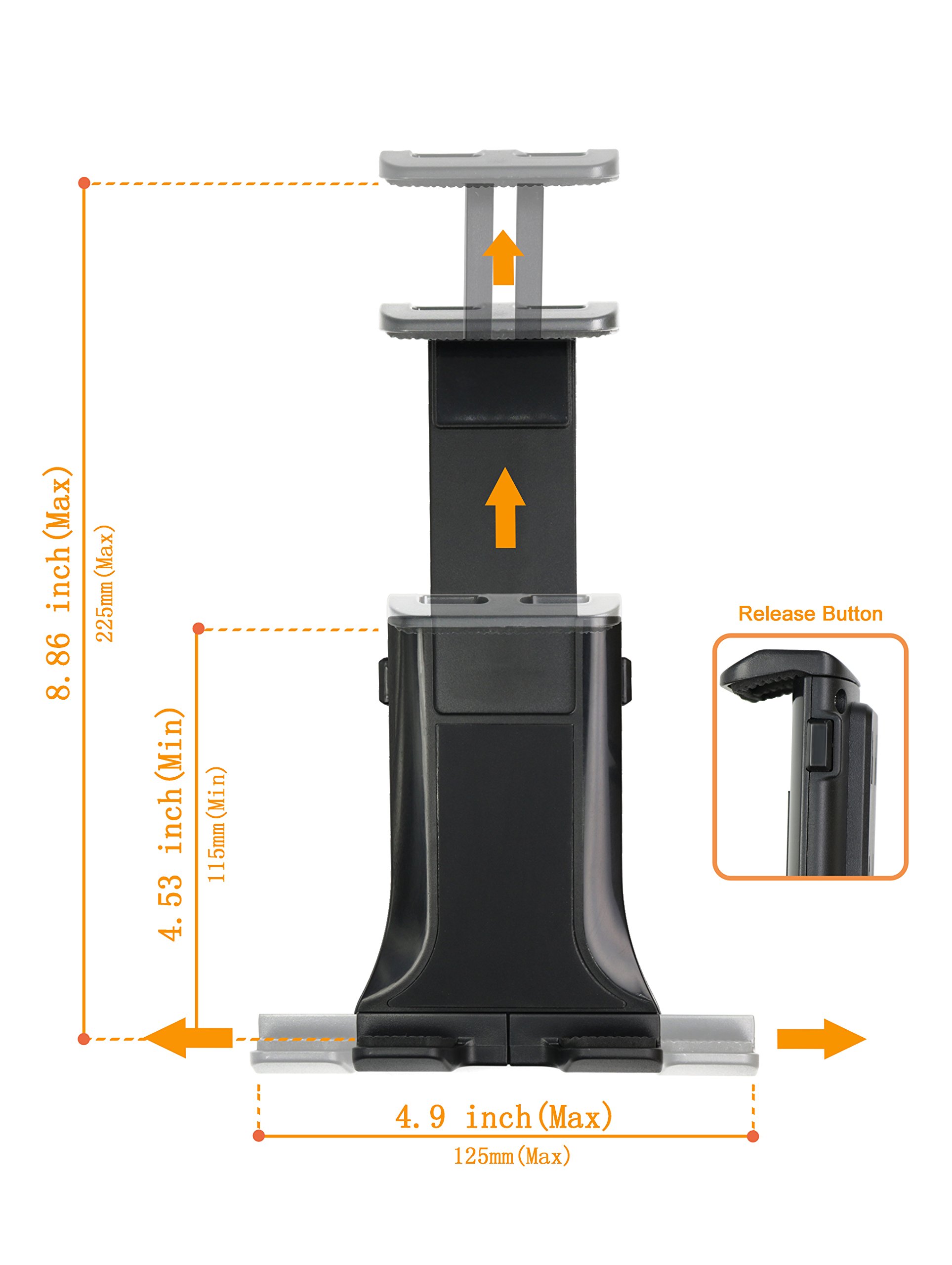 Car Headrest Mount, Adjustable iPad Stand Tablet Mount Holder Compatible with iPad Pro Air/Samsung Galaxy Tab 4/3/Nintendo Switch ,Fire HD 8 10 and all 4.7-11 inch Phone Devices