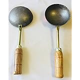 Cast Iron Tadka Pan FRY PAN Original Loha Iron Lokhand with Wooden Handle