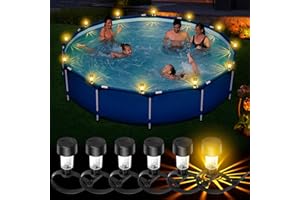PUGWOY 6 Pack Solar Pool Lights for Fence Above Ground Pools - Waterproof LED Lights for Frame Pool Decoration,Outdoor Swimming Pool Accessories with Warm White Pool Lights,Enhance Pool Enclosure Lighting