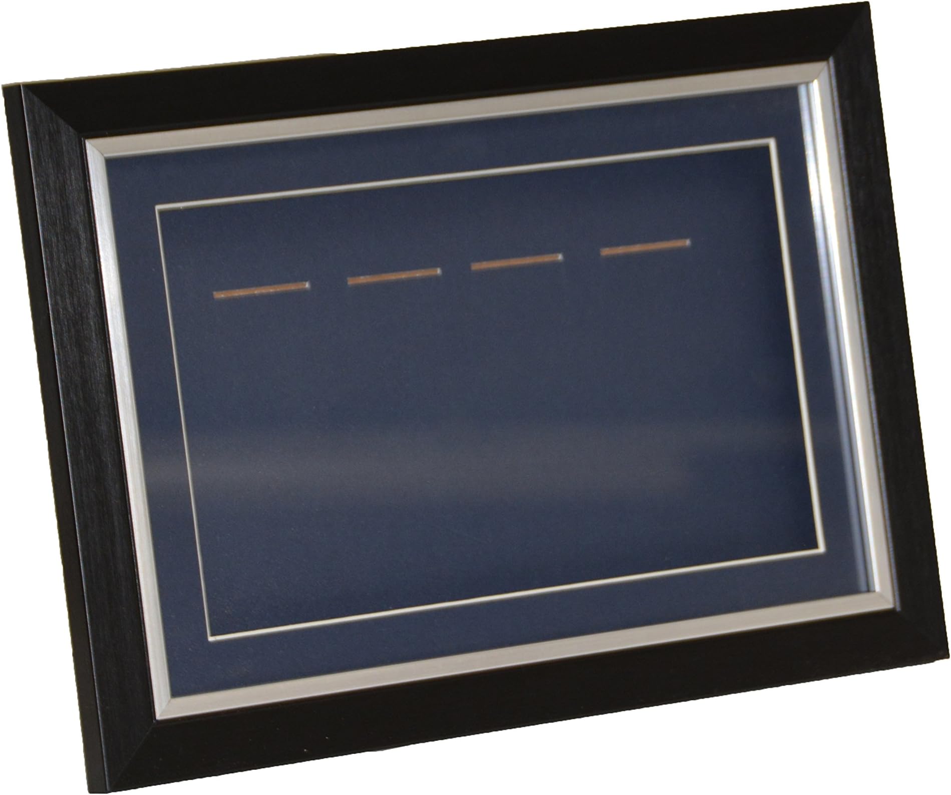 Picture Framing Direct Black and silver 3d Deep Box Frame To Display War/Military/Sports Medals (Navy Blue Mount, Four Medals)