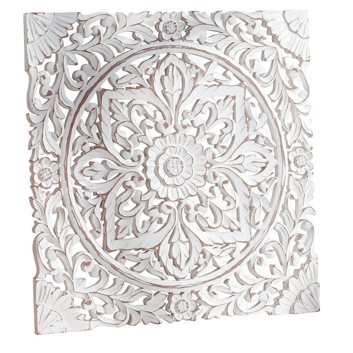 Pureday Carved Wooden Wall Panel, Distressed White Amazon.co.uk