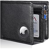 Mens Wallet With AirTag Holder, Bifold Leather RFID Blocking 1-2 ID Windows 12-13 Card Holders, Gift Box and Screen Protector Included, AirTag Not Included