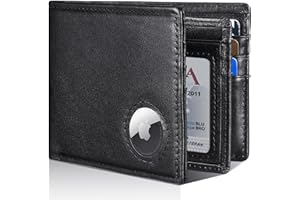 ARTPAXY Mens Wallet With AirTag Holder, Bifold Leather RFID Blocking 1-2 ID Windows 12-13 Card Holders, Gift Box and Screen Protector Included, AirTag Not Included
