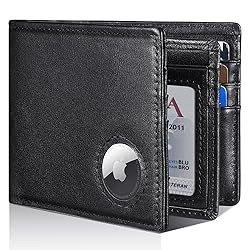 Mens Wallet With AirTag Holder, Bifold Leather RFID