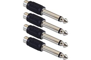 GLS Audio Store RCA to 1/4 TS Adapter - RCA Female to 1/4 Inch Male Mono TS Plug Adapter - All Metal Connectors with High Grip Treads - 4 Pack﻿