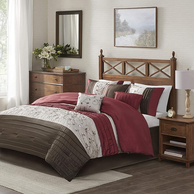 Madison Park Serene Comforter Set Queen Brick Amazon.co.uk Kitchen & Home