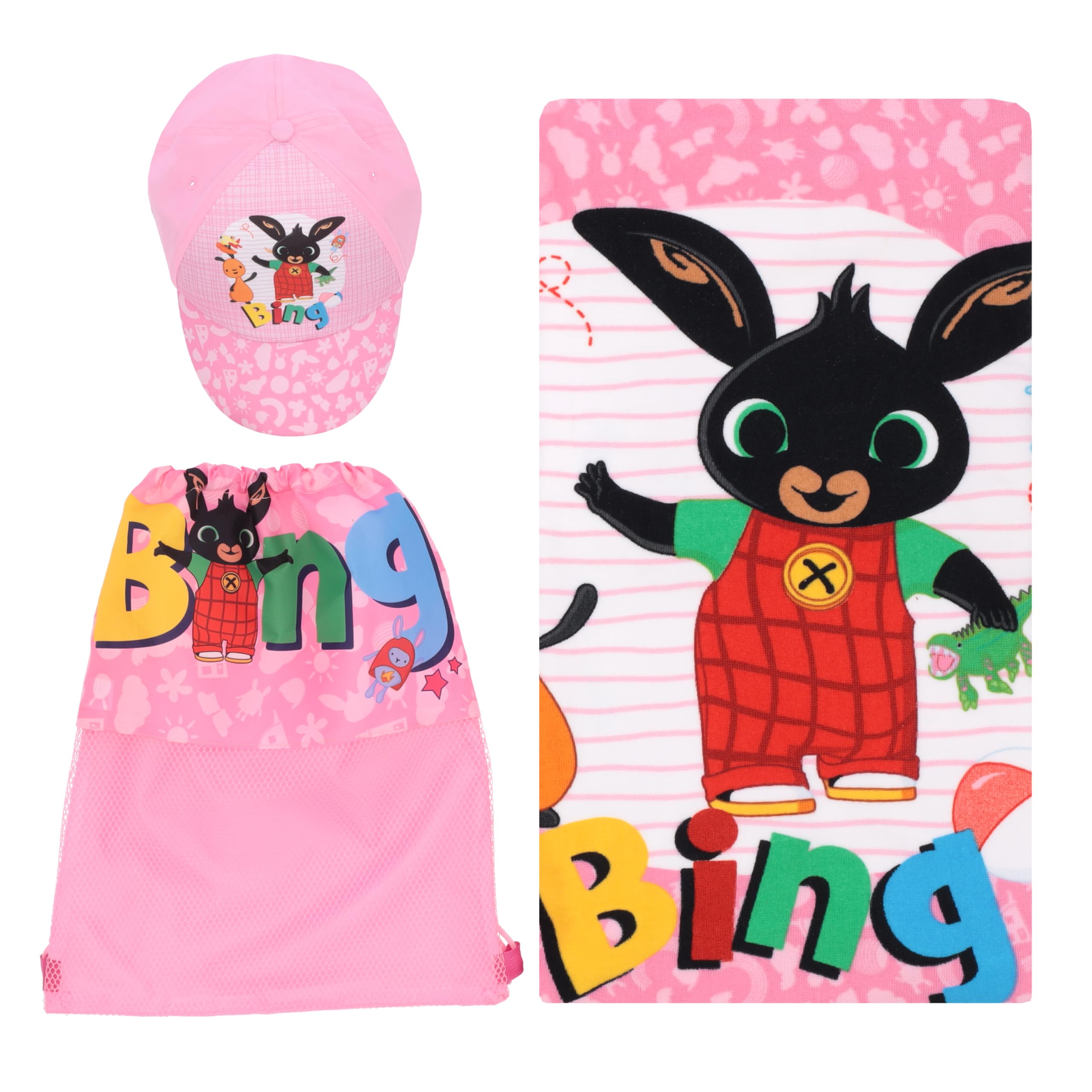 Ellepi Bing Disney Beach Towel Hat Backpack Set (Pink)