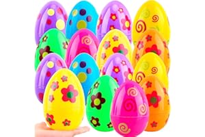 Octaday 8 Pcs Jumbo Easter Eggs 6 Inch Plastic Printed Easter Eggs Large Fillable Easter Egg for Easter Party Favor Hunt Game Basket Stuffers Fillers, 8 Colors