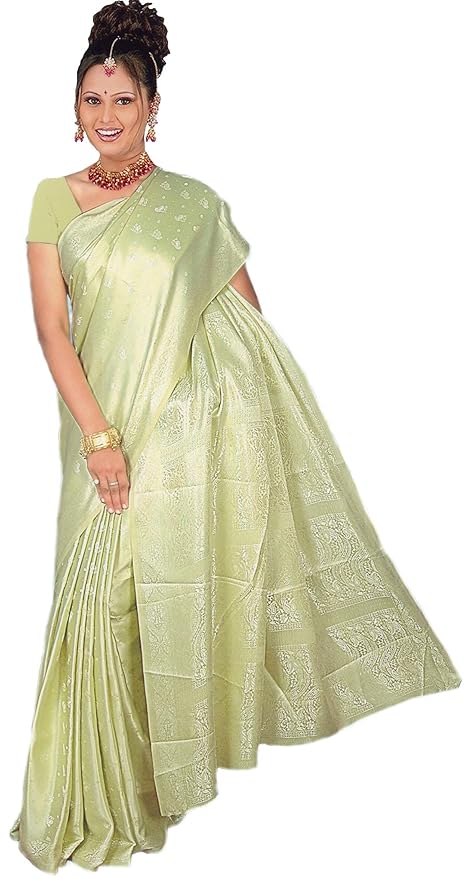 Trendofindia Indischer Bollywood Fashion Sari Stoff Damenkostüm Kleid Lindgrün CA119