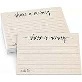 321Done Share a Memory Cards for Celebration of Life, 4x6, Set of 50, Tan | Made in USA - Favorite Memory Prompts for Funerals, Memorials, Birthdays and Anniversary Parties, Guest Book Alternative