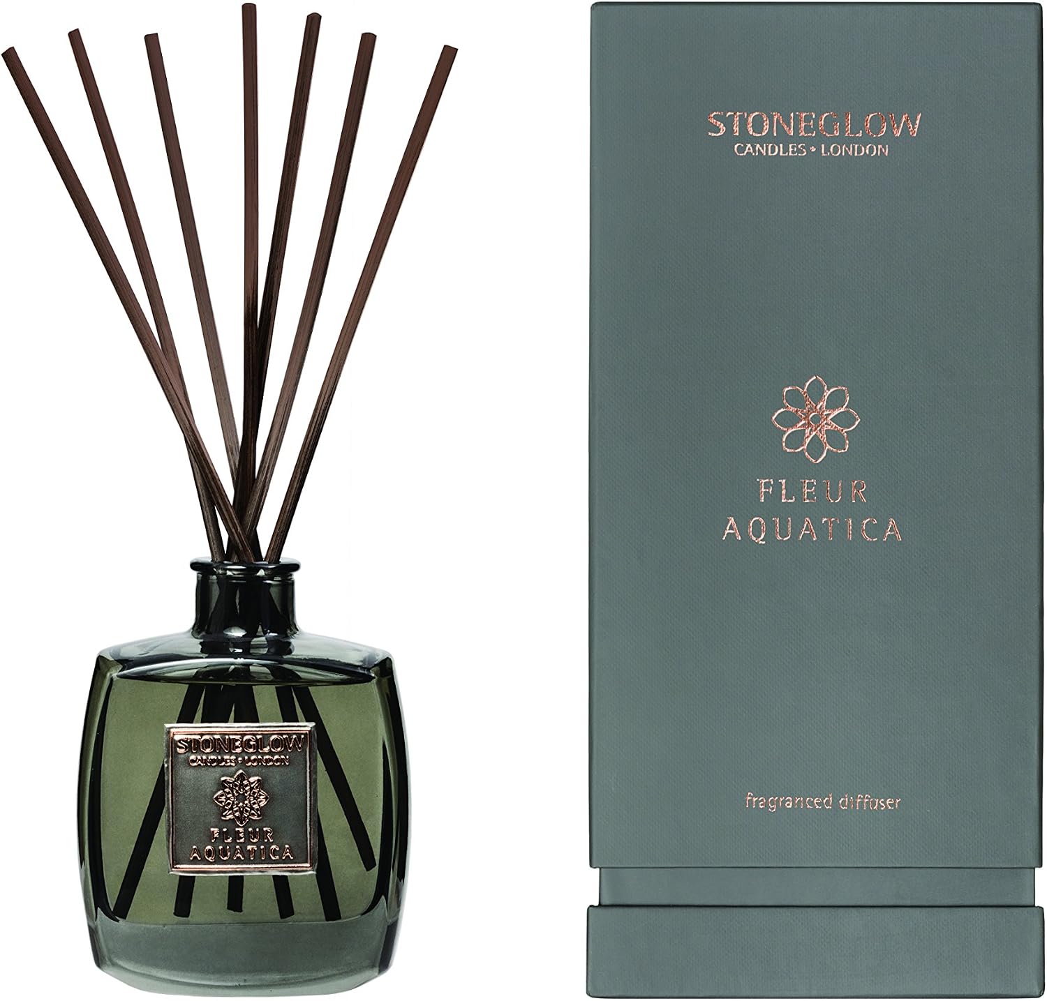 Stoneglow Metallique "Fleur Aquatica" Reed Diffuser, Multi-colour, 8.5 x 12 x 26 cm