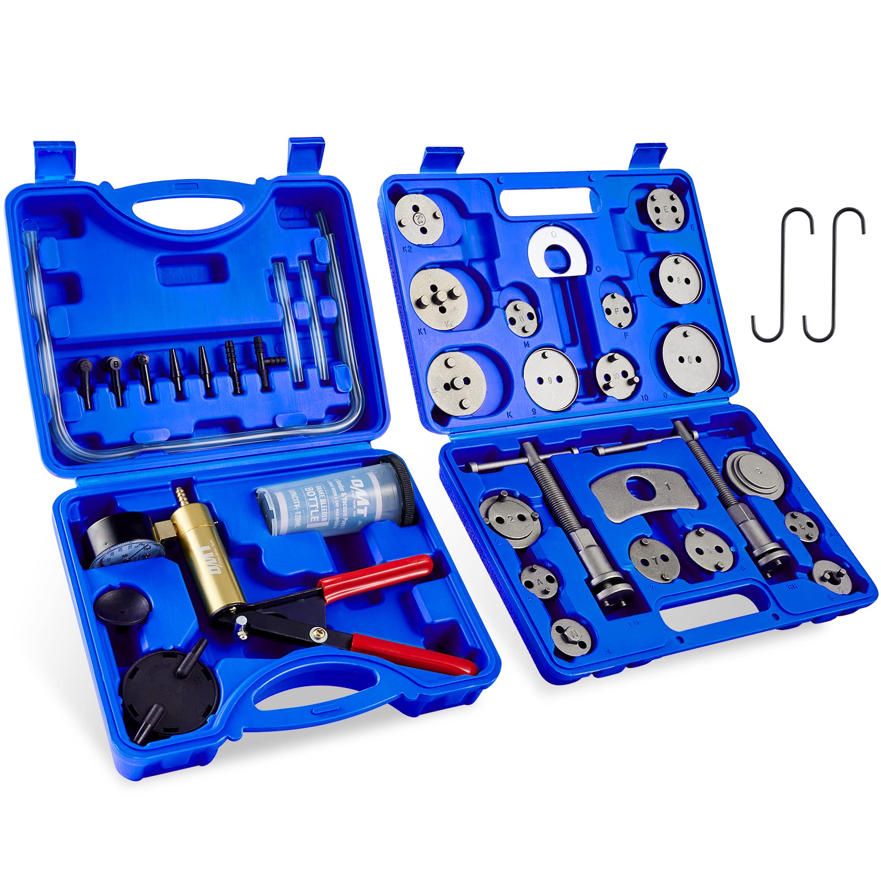 Photo 1 of Orion Motor Tech 2 in 1 Brake Caliper Compression Tool & Brake Bleeder Kit, Handheld Vacuum Pump Brake Bleeder Tool Set, Disc Brake Pad Service Tool with Thrust Bolt Retaining Plates & 18 Adapters
