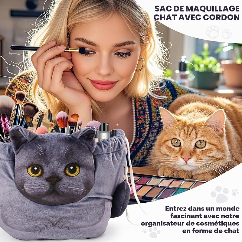 Trousse de Maquillage pour Femme, Sac Cosmétique Portable à Cordon, Grande Capacité de Malette de Rangement Maquillage - Organisateur Multifonction - Pochette de Voyage Trousse de Toilette — photo 2 sur 6