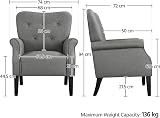 Yaheetech Modern Tub Chair Mid-Century Accent Chair Dark Grey view 3