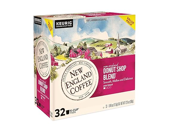 NEW ENGLAND COFFEE DONUT SHOP BLEND LIGHT ROAST K-CUP COFFEE PODS, 32 COUNT, MORNING’S FAVORITE COFFEE