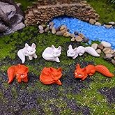 Fairy Garden Accessories Resin Fox Miniature Figurines Set (6pcs) for DIY Fairy Garden,Dollhouse,Micro Landscape, Yard Bonsai and Also for Home Decor.