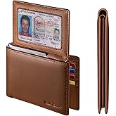 Genuine Leather Wallet for Men 12 Cards Mens Wallet Bifold Rfid Blocking with 2 ID Windows Card Holder Wallet with Gift Box