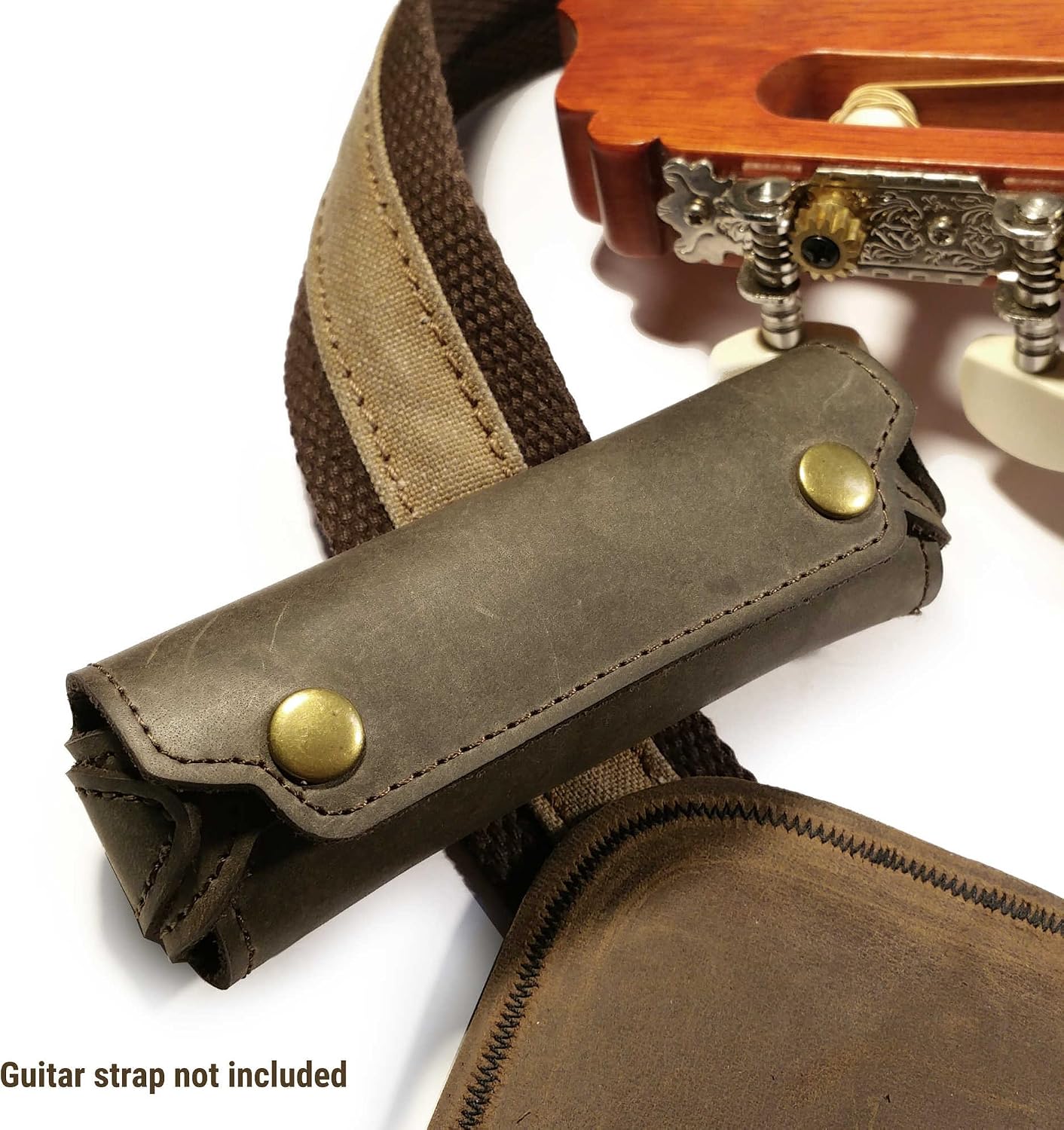 TUFF LUV Rustic Leather Standard Harmonica Case - Belt Loop, Brown, Standard Harmonica Size - Image 3