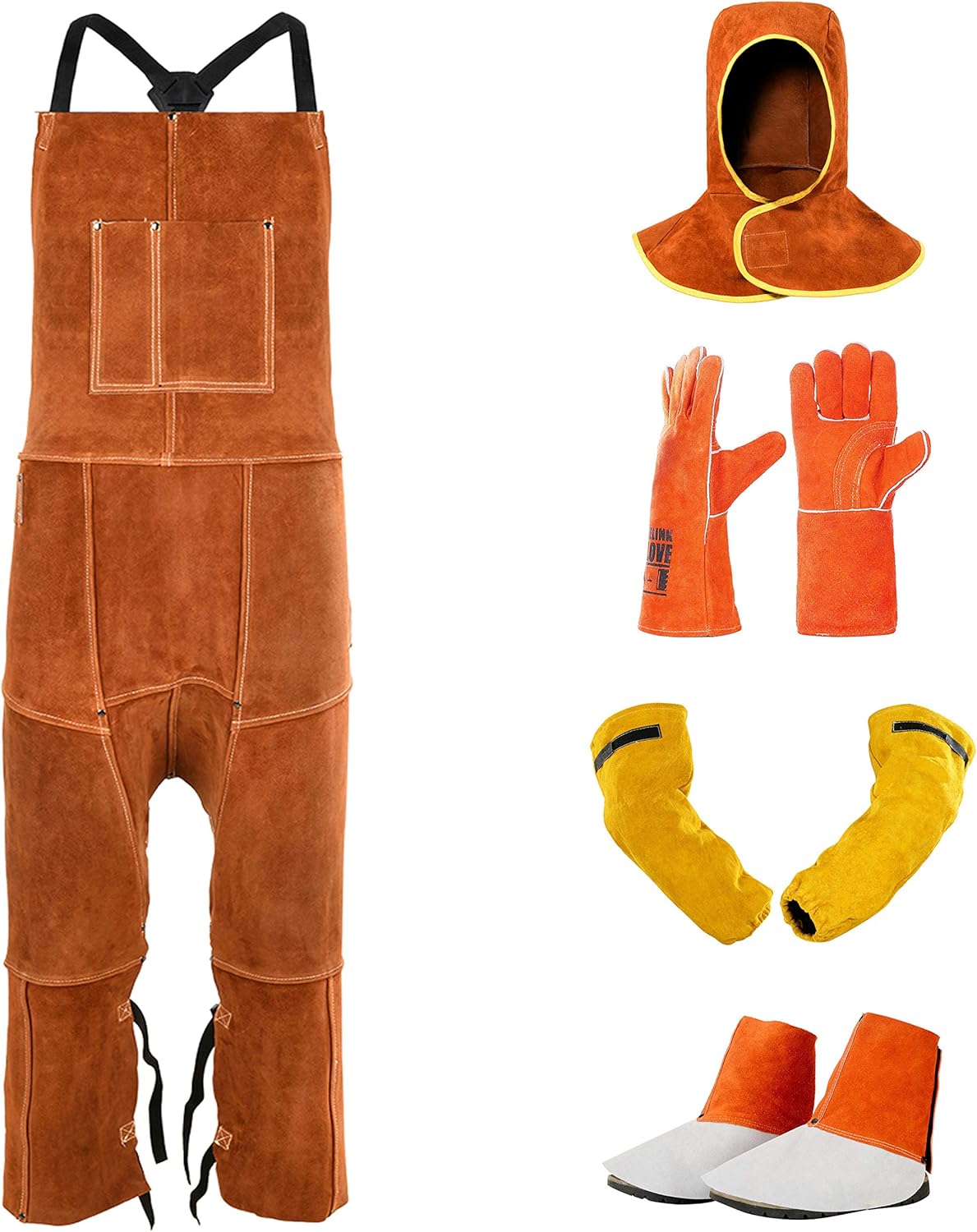Leather Welding Split Leg Apron + Welding Gloves + Welding