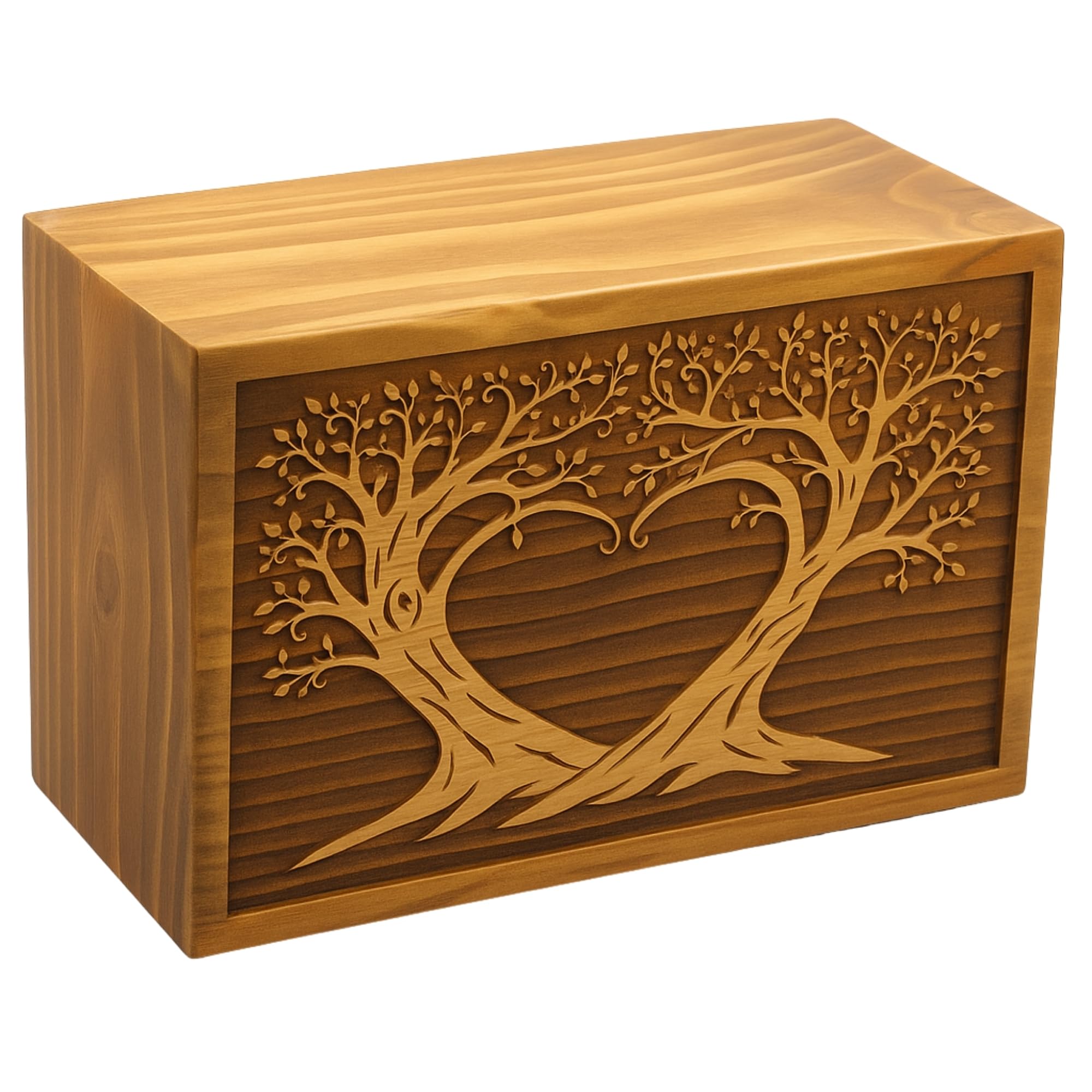 Photo 1 of HIND HANDICRAFTS Wooden Box Funeral Cremation Urns for Human Ashes Adult Large - Burial Urns for Columbarium - Tree of Life Flying Bird (250 Cubic Inches, Twin Tree - Heart)
