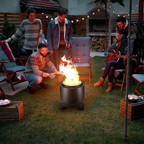 Cityflee 20 Inch Smokeless Fire Pit for Outside, Wood Burning Low