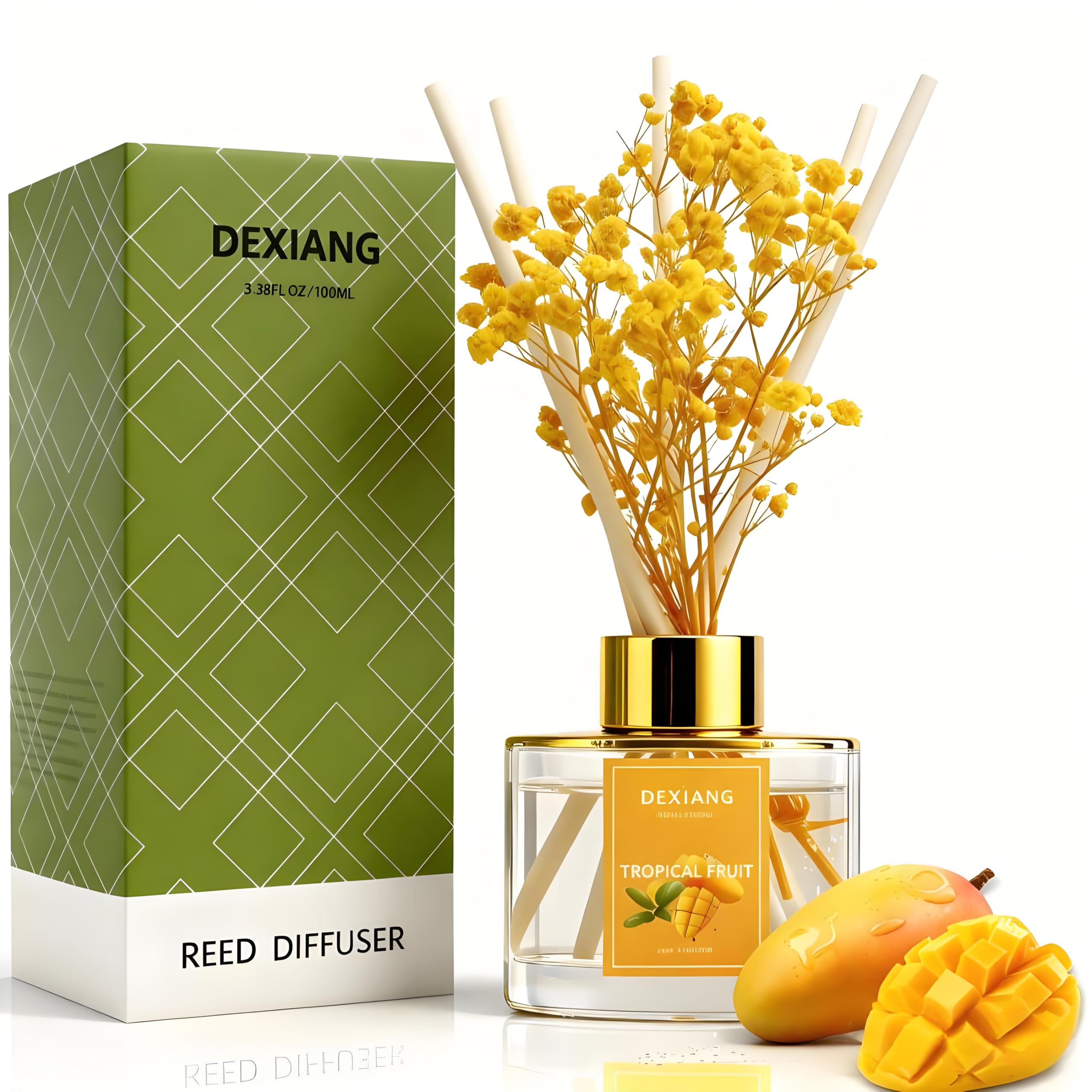 Reed Diffuser Set - 3.38 fl oz （100ml） Tropical Fruit Home Fragrance ...