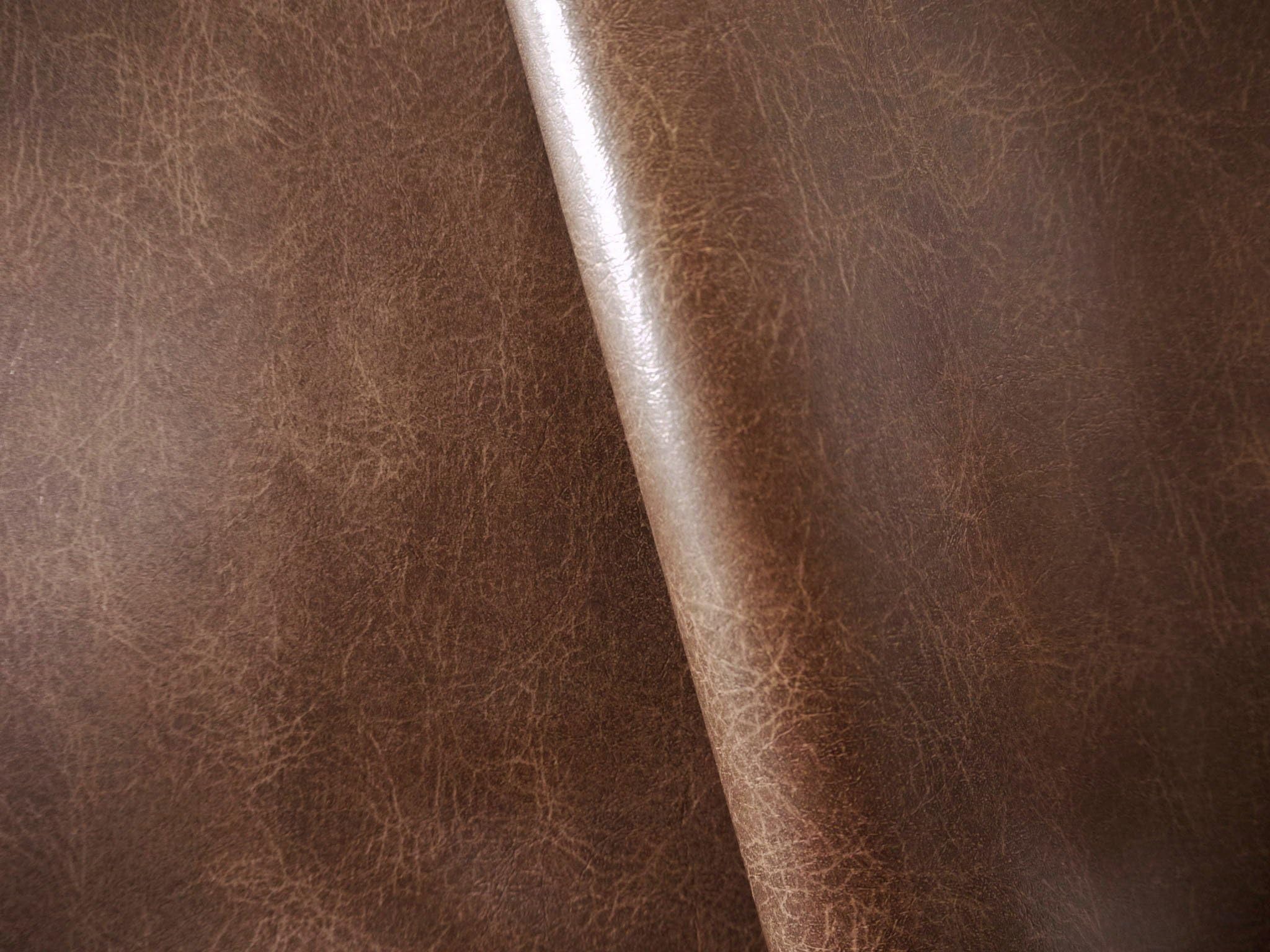(4color)Japanese Faux Leather Synthetic Pleather (Japanese Made) 0.8mm 48 inch wide x 17 inch long Soft smooth antique feeling vinyl Upholstery(ST) (Dark-Brown)