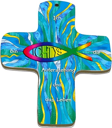 metALUm Premium Wandkreuz aus Metall und MDF | Ichtys | #52011